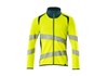 Sweatshirt mit Reißverschluss, modern Fit hi-vis gelb/dunkelpetroleum M